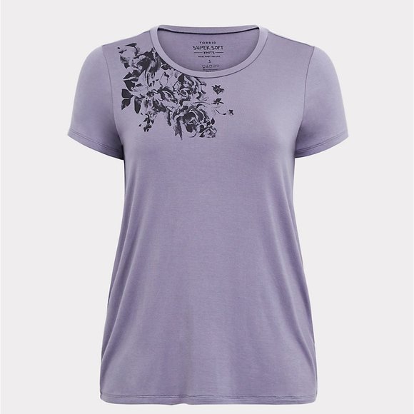 💜TORRID SUPER SOFT BLUE FLORAL TEE - Picture 5 of 5